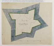 2100 Plattegrond van het fort Ter Eem met aantekening van een geprojecteerde wijziging van de wallen
